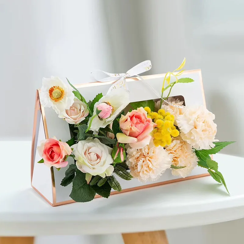 kraft paper folding hollow-out flower box Hand case card paper Floral packing boxes