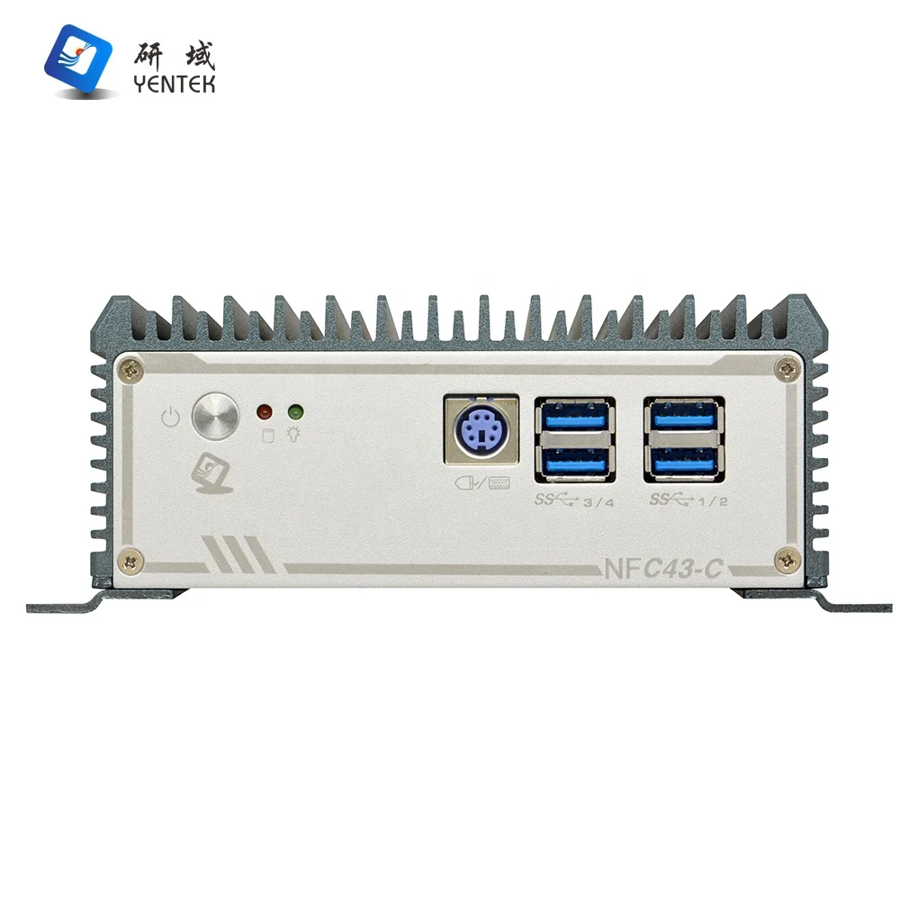 Silvery embedded fanless industrial computer pc with VGA+HD output and quad-core four-thread processor
