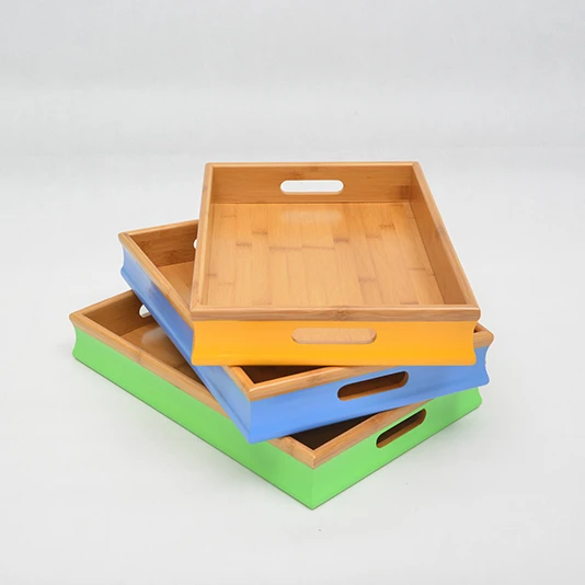 
wholesale bake food serving tray with lid europe style cake plate low-carbon bamboo 