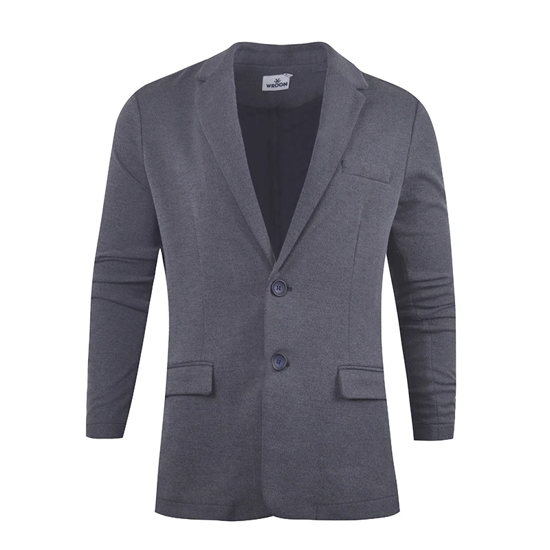 
OEM service office hot selling high quality casual business slim fit dark gray knitting blazer for men 