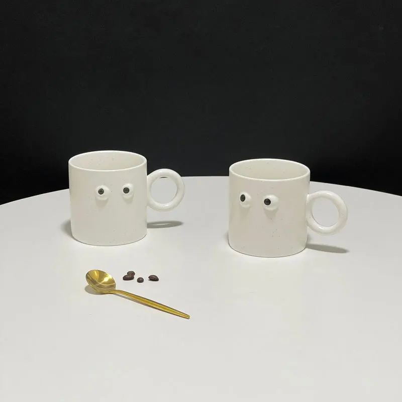 Custom Funny Big Eyes Cappuccino Mugs Ceramic Coffee Mug Tea Cups