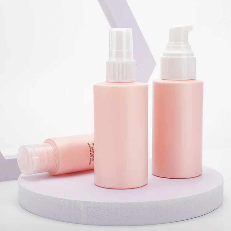 Free Sample Color Customization 90ml 3oz Pink Empty Matte Body Lotion Bottle Foundation Bottle with Pump