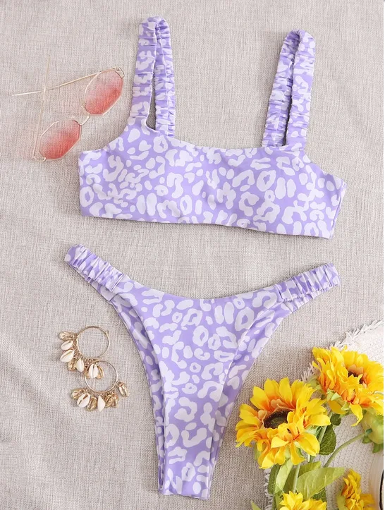 Sexy Micro Bikini 2022 Women Orange Leopard Push Up Padded Thong Swimsuit Female Cut Out Bathing Suit Swimwear