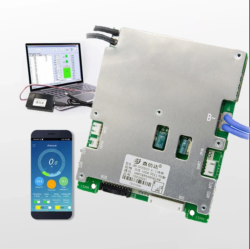 JBD Batterie Lithium High Voltage 100A Smart Bms Lifepo4 16S Bms 48V With Uart Rs485 Canbus For Electric Vehicle