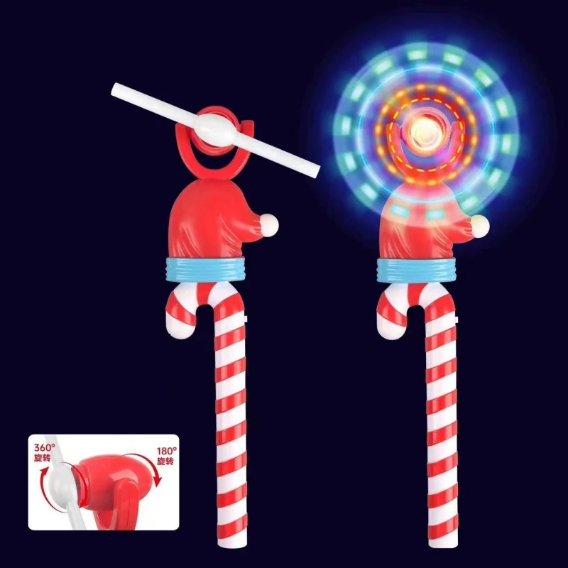 Glowing Toys 2024 Magic Wand Christmas Party Glowing Windmill Glowing Toys LED Flashing Christmas Rotating Windmill Music
