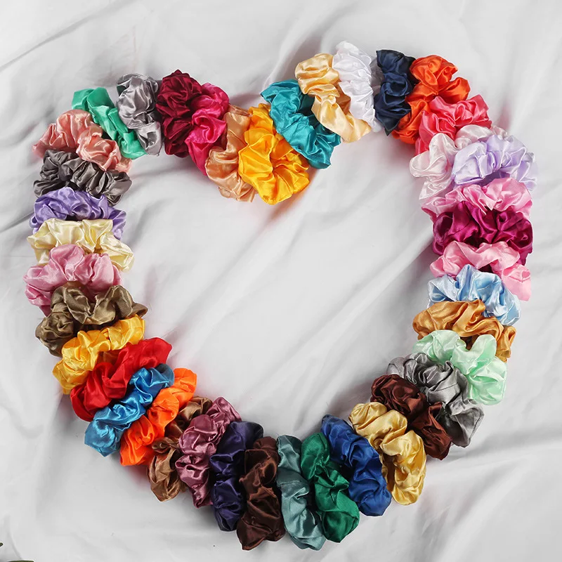 Factory Direct Fashion High Quality Satin Hair Ties Shining Girls Scrunchies