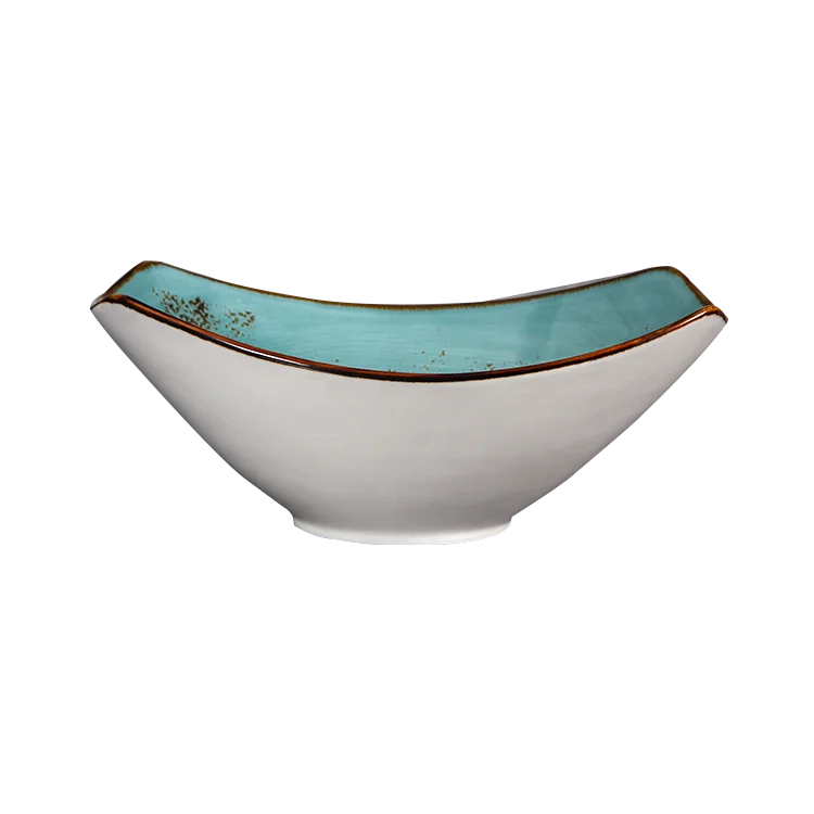 
Scandinavian style olive shaped color glazed table ware dining buffet porcelain bowl wholesale custom for restaurant 