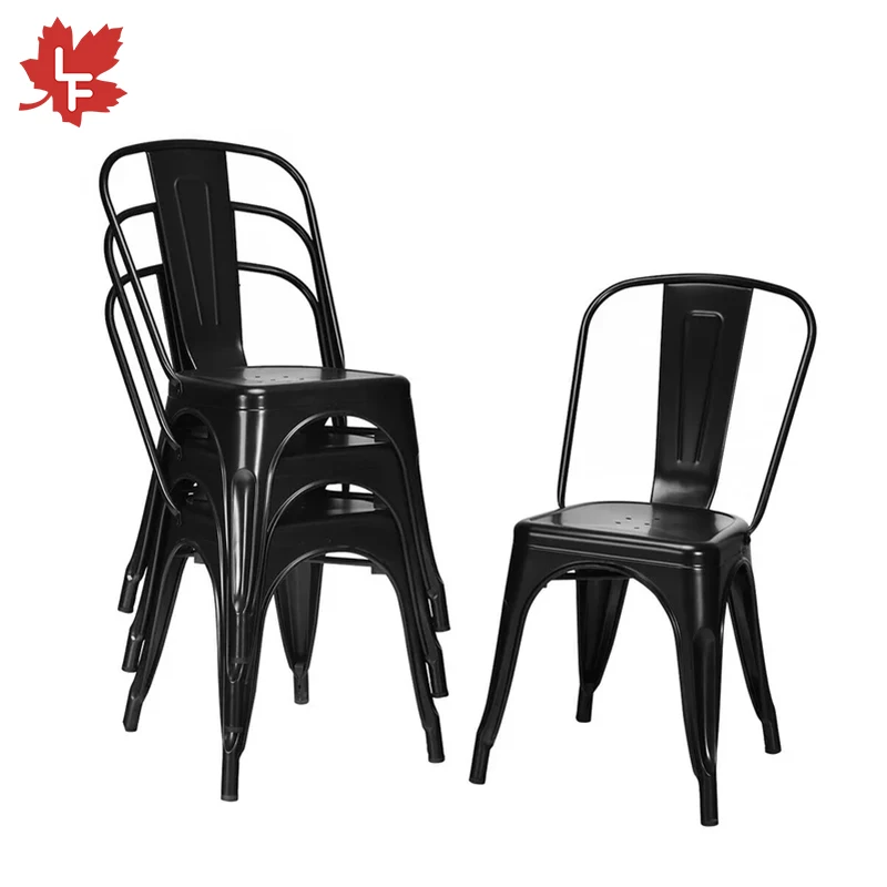 Factory Cheap Outdoor Indoor Cafe Restaurant Metal Chairs Industrial Vintage Style Stackable Antique Dining Black Tolix Chairs