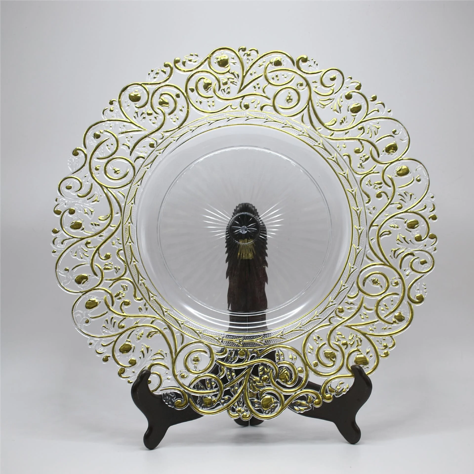 13 inch gold rim acrylic charger plate for wedding banquet restaurant party
