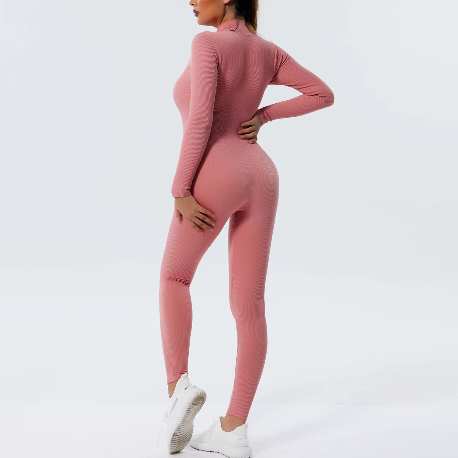 Wholesale Fitness Yoga Active Wear Set Women Gym Yoga Pants Leggings Seamless Workout Sports Top Long Sleeve Yoga Wear Jumpsuit