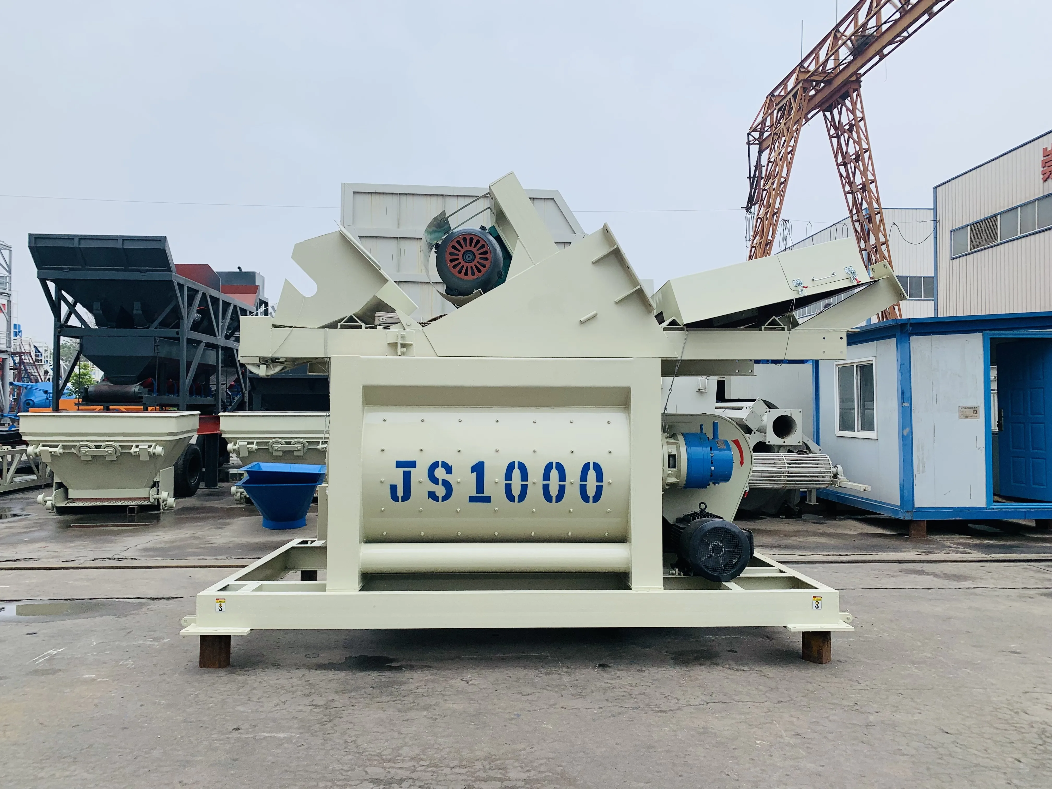 Промышленная Бетономешалка JS1000 с двумя валами и подъемной лестницей