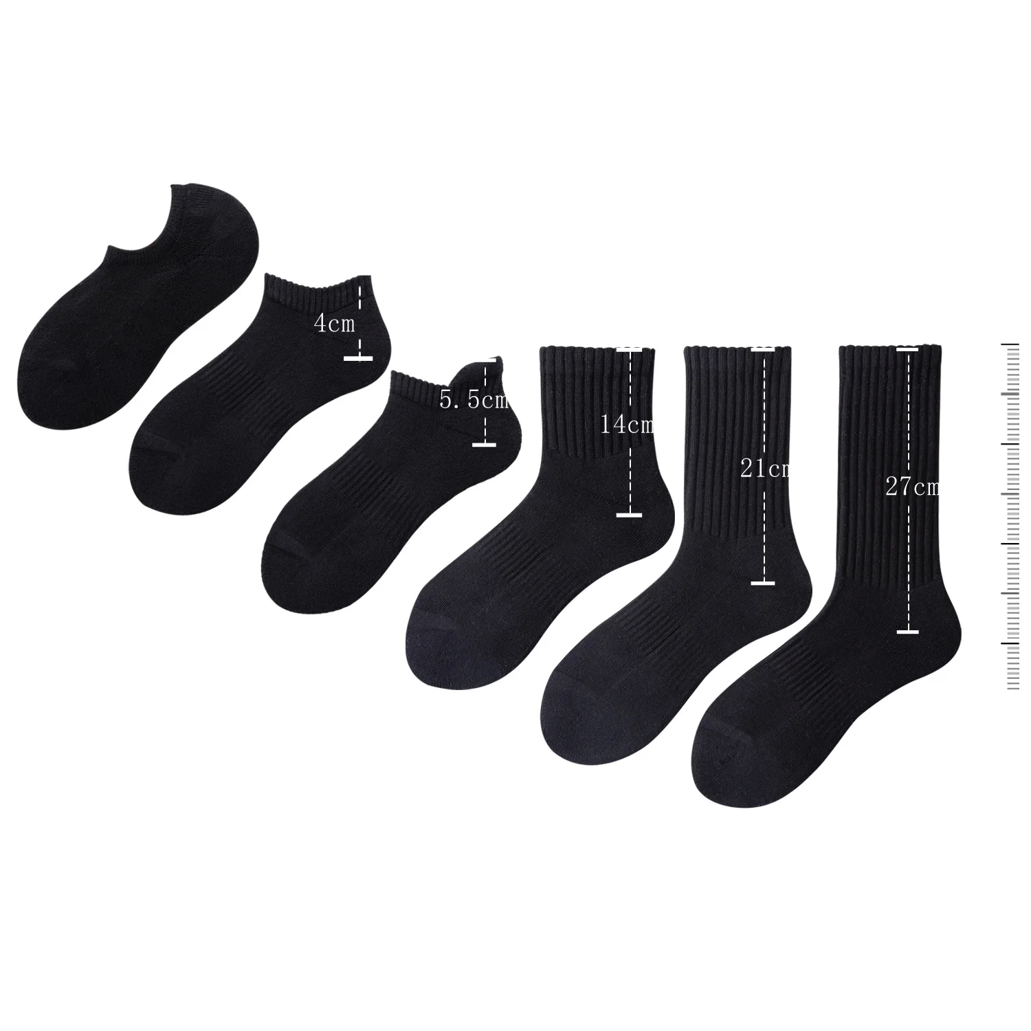 Wholesale breathable organic bamboo cotton socks manufacturers compression sports terry socks  solid pure black seamless socks