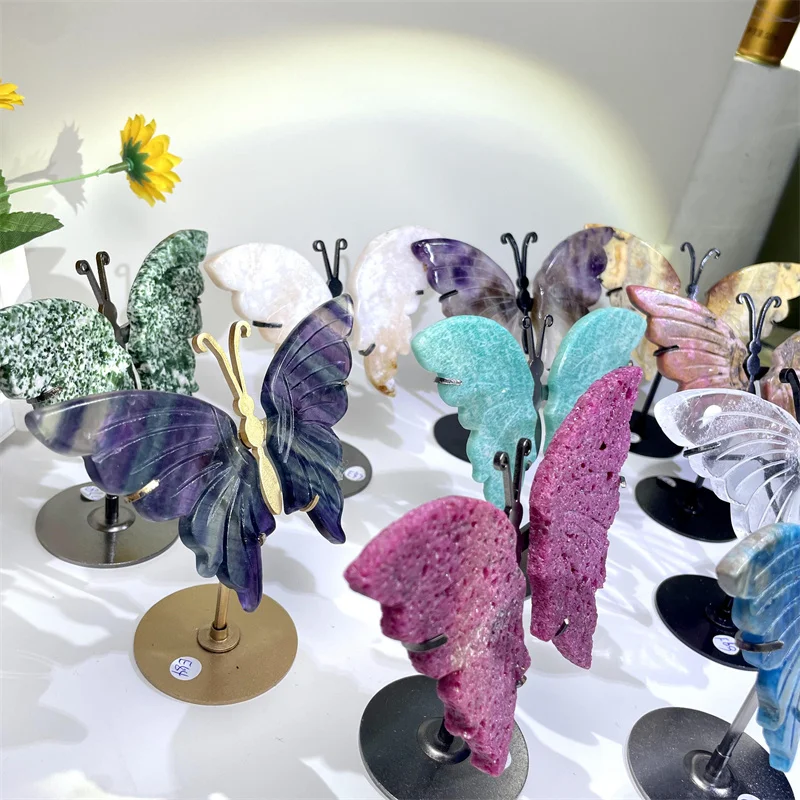 Customized Wholesale Factory Price Crystals Carving Craft Butterfly Wings For Home Decoration