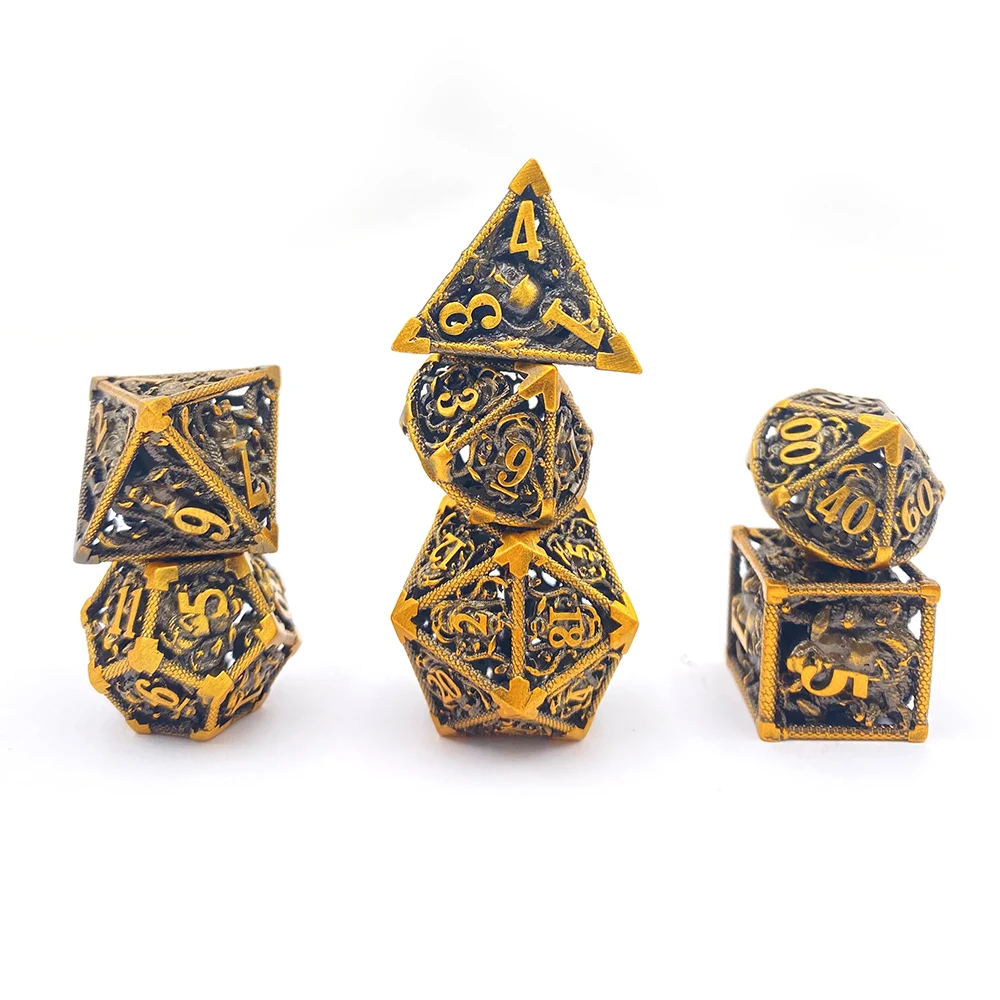 New metal hollow dice flashing dice D4 D6 D8 D10 D10% D12 D20 RPG DND dice