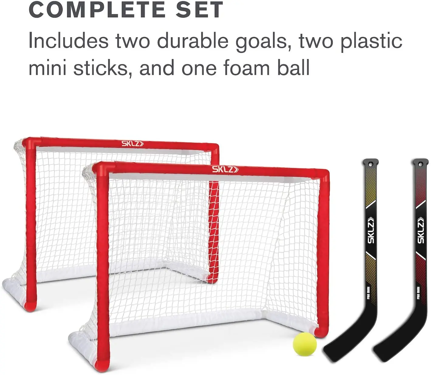 Mini Indoor Miniature Hockey Set includes 2 Goals 2 Sticks and 1 Foam Ball