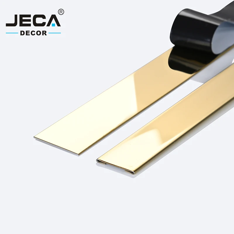 Foshan Factory JECA Gold Tile Trim Stainless Steel Flat Tile Trim For Wall Ceiling Furniture Decoration 304 Flat Trim Strips