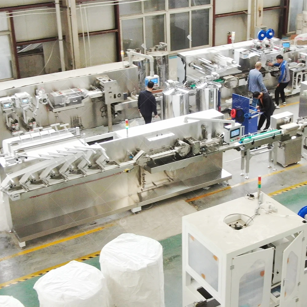 Full Automatic 50Pcs Package Wet Wipes Raw Material Manufacturing Machinery Cleaning Wipes Equipment Supplier