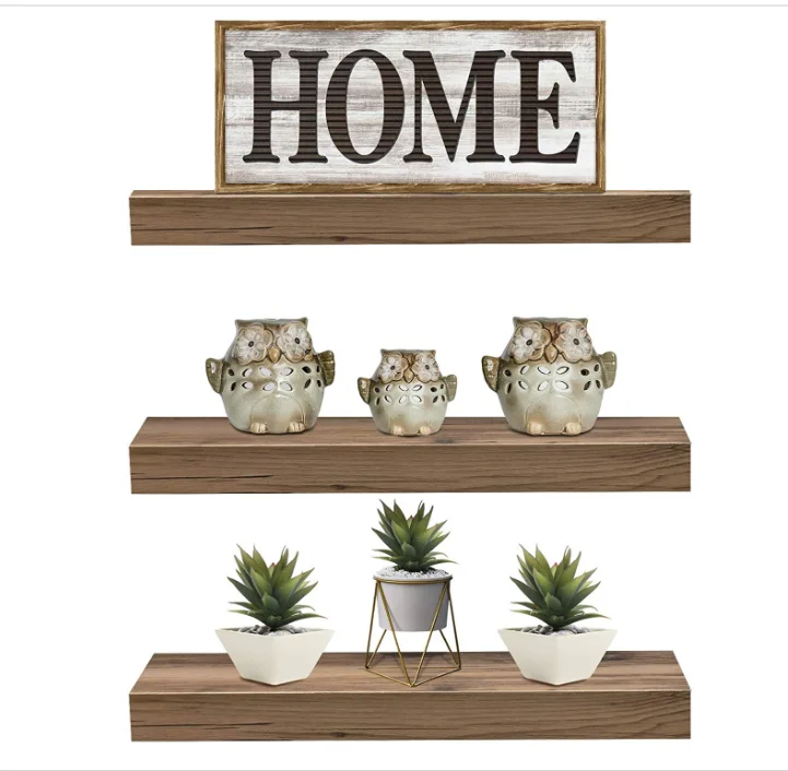 Household Items Mdf Decorative Wall Tv Rack Wall Shelf Floating 3 Tier Floating Wood Shelf Hardware And Fasteners Included