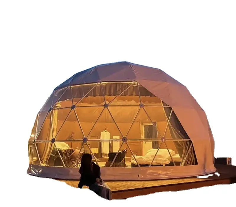 Luxury Roof Pvc Heated Eco Prefab Transparent Geodesic Dome Hotel Glamping Tent House Desert Round Dome Tent for Camping