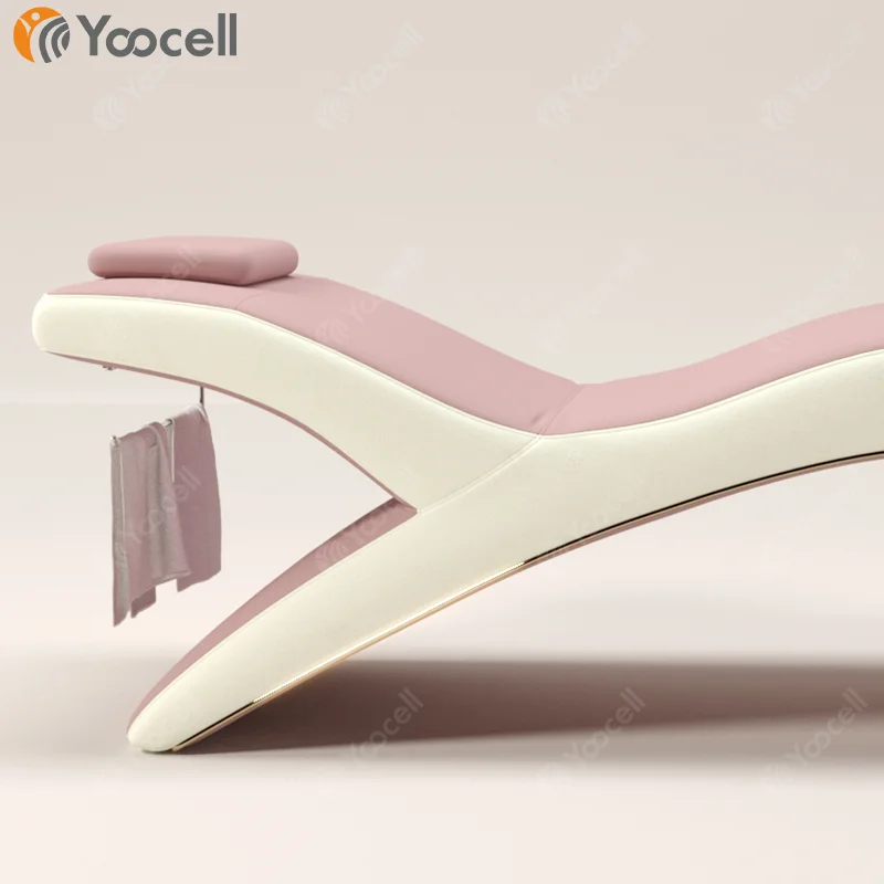 Yoocell 2024 new salon furniture facial bed beauty salon massage table curved lash bed eyelash spa beauty bed