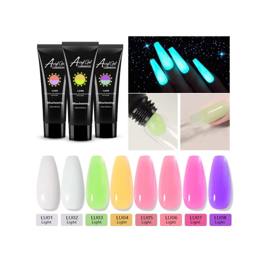 Hot sale 15ML Fluorescence extension nail polish gel Quick Building nail glitter Gel Polish Tips UV Gel for nail beauty