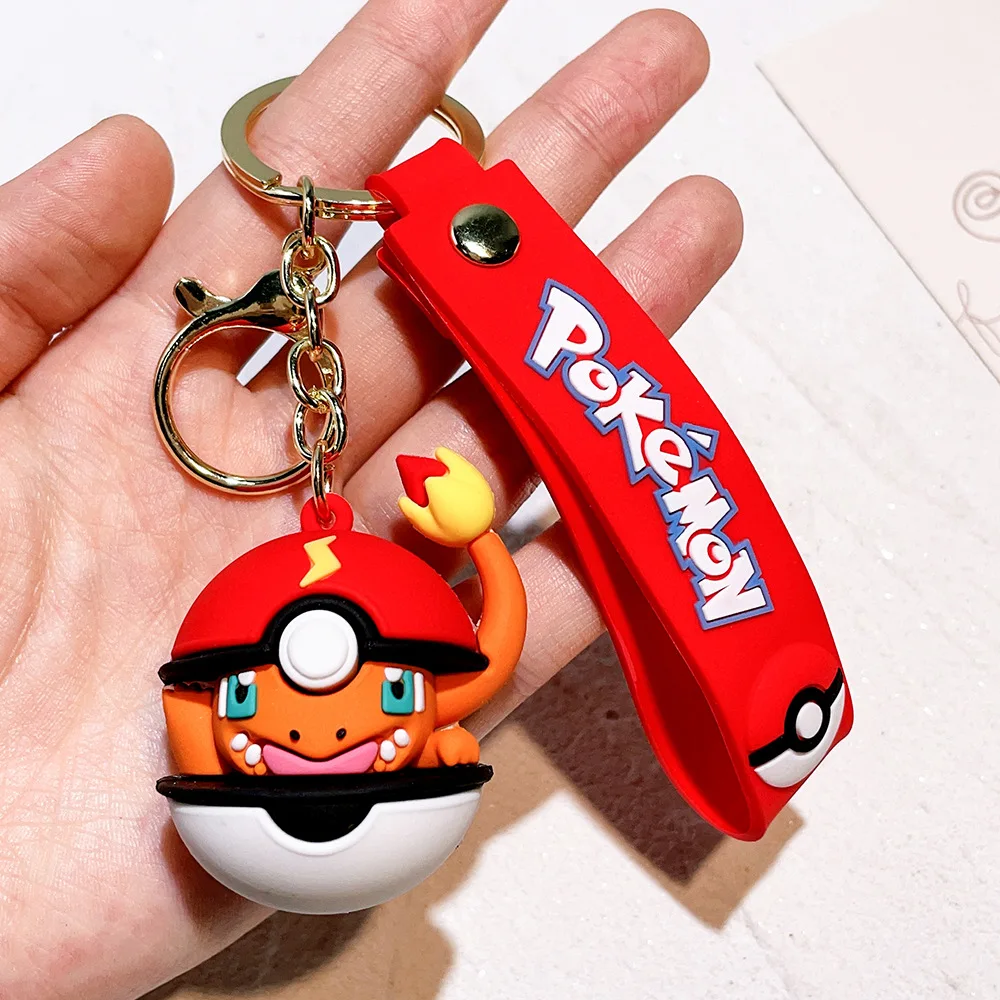 New Arrival Eevee Charmander Keychains Pokemons Keychains 3d Pokeball Keychains For Kids Gift