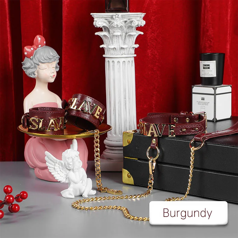 High Quality SM Leather Erotica Set  Alphabet Bondage Collar Handcuffs Other Adult Sex Products