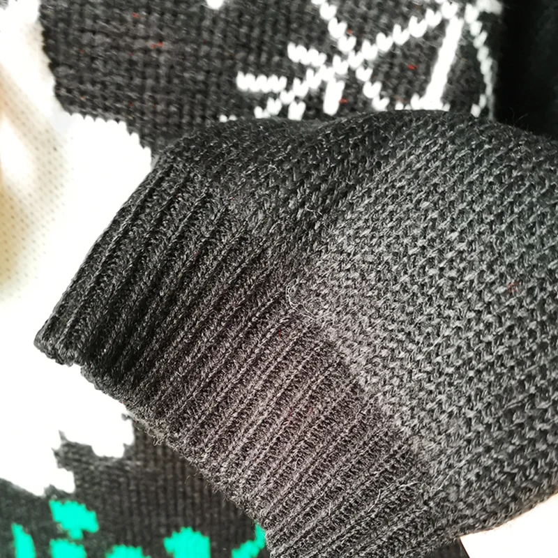 Оптовая продажа, вязаный пуловер на заказ, жаккардовый дизайн Санта-Клауса, недорогой Рождественский свитер, мужские свитера большого размера