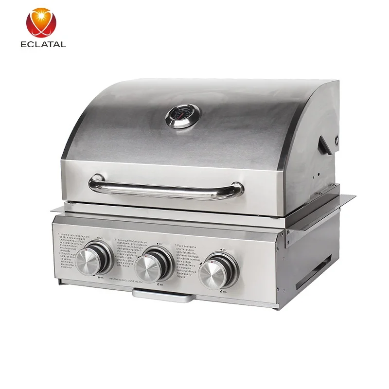 3 Burner Bbq Bulit-in Gas Grill 304 Best Selling Smokeless Commercial Professional Indoor 202 Stainless Steel All-season Support