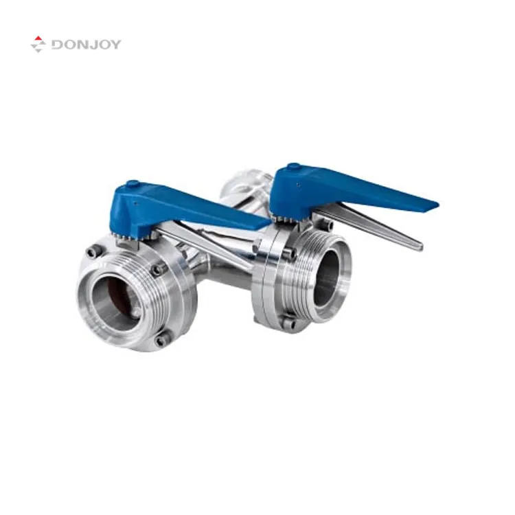 Donjoy санитарный SS304/316L трехходовой клапан-бабочка с двойными пластиковыми ручками уплотнение