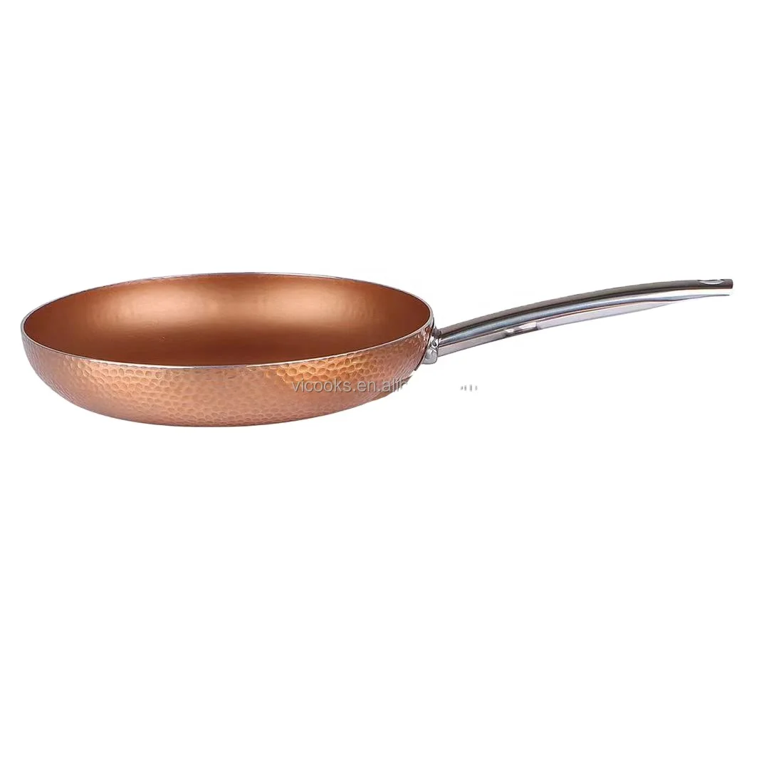 Induction Compatible Skillet Nonstick Stainless Steel Frying Pan with Hammered Copper