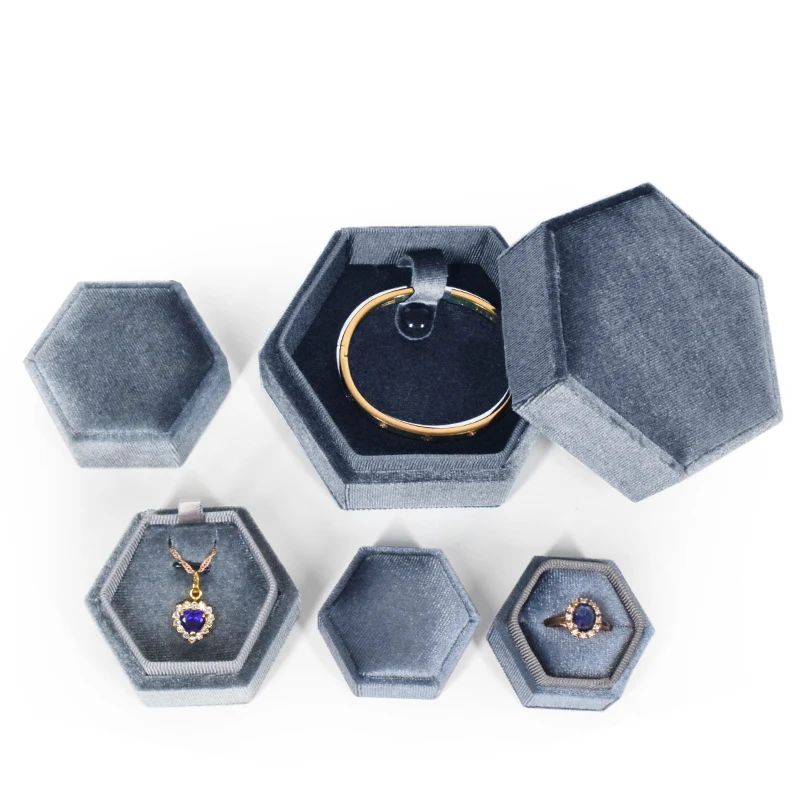 Большое шестигранное ожерелье, шестигранное бархатное кольцо ручной работы в винтажном стиле, упаковка для ювелирных изделий ручной работы