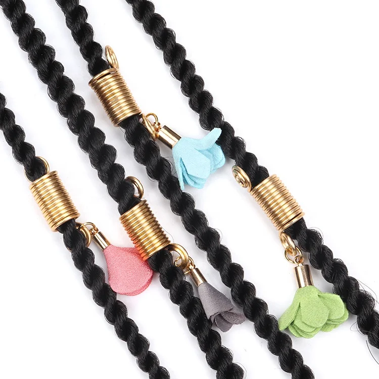 Handmade Loc Jewelry Colorful Twisted Wire Hair Spiral Coil Bead With Flower Charm Pendant