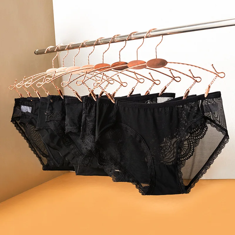 Transparent Female Intimates Underwear See Through Breathable Hollow Out Stretch Briefs Ultra-thin Mesh Lace Women Panties
