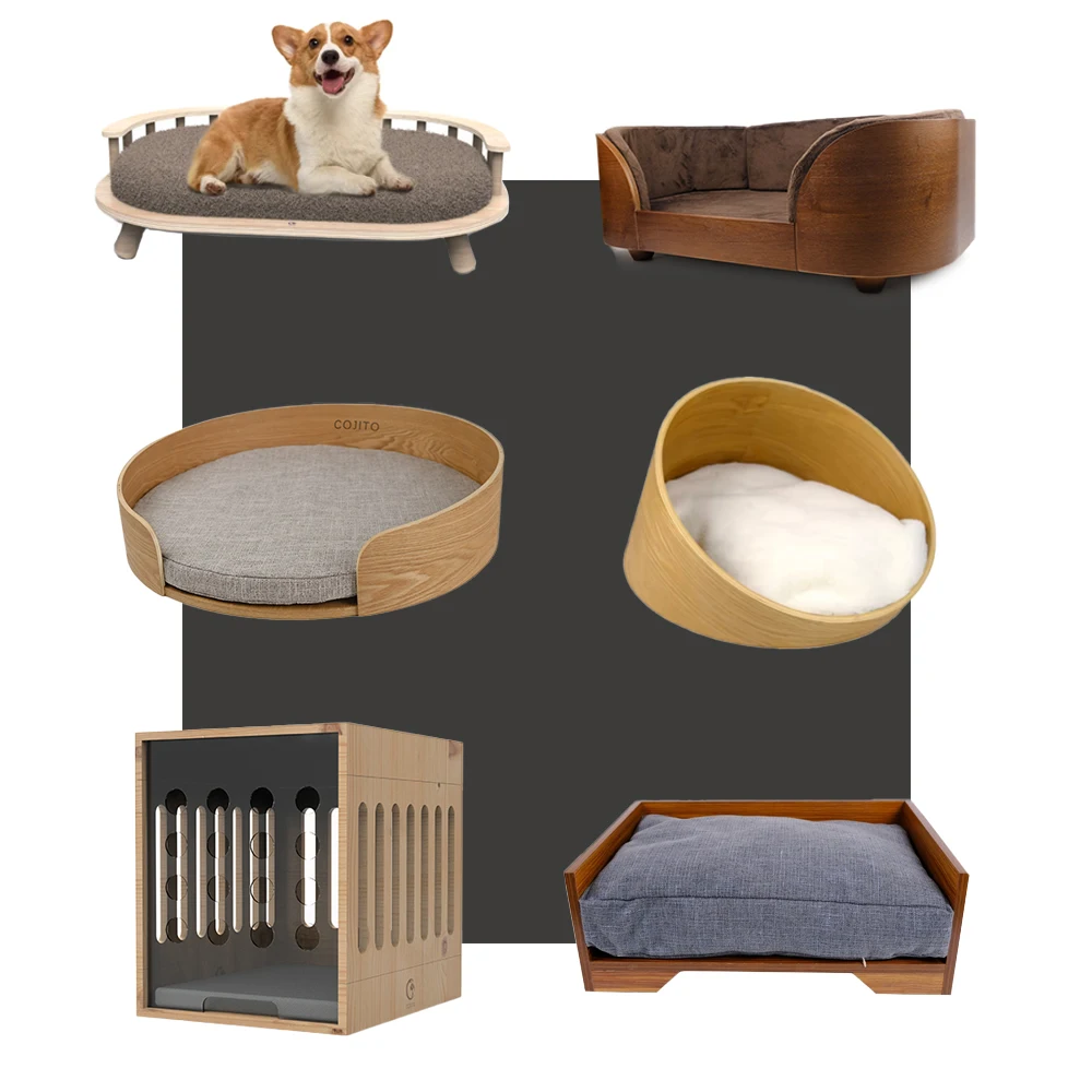 Luxury XL round Wooden Pet Bed Customized Animal Pattern Breathable and Warm for Dogs for Humans