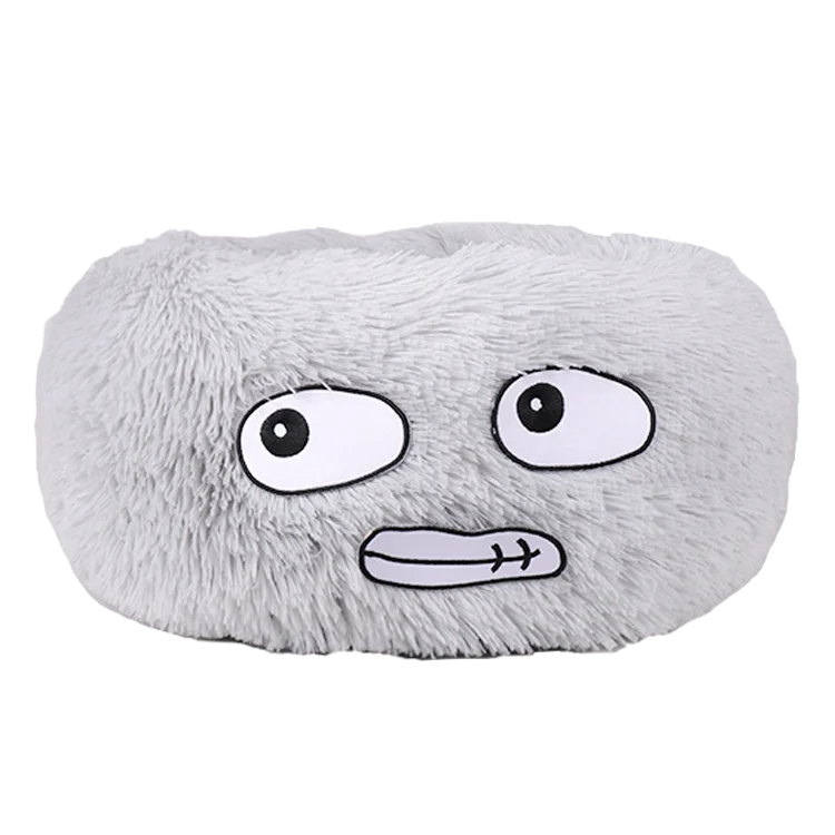 
Wholesale Velvet Cute Cozy Round Puppy Cat Cave Bed Donut Pet Cat Sofa Bed with Expression 