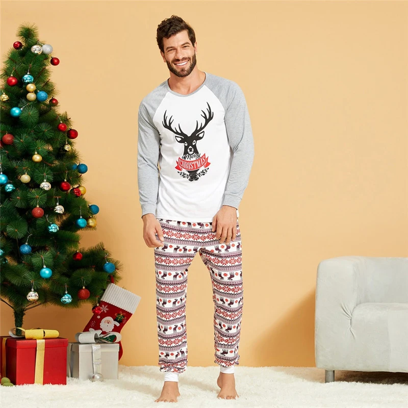 KKVVSS 705 Christmas sets home wear father mother child clothing cute printing custom pajamas adult nighty