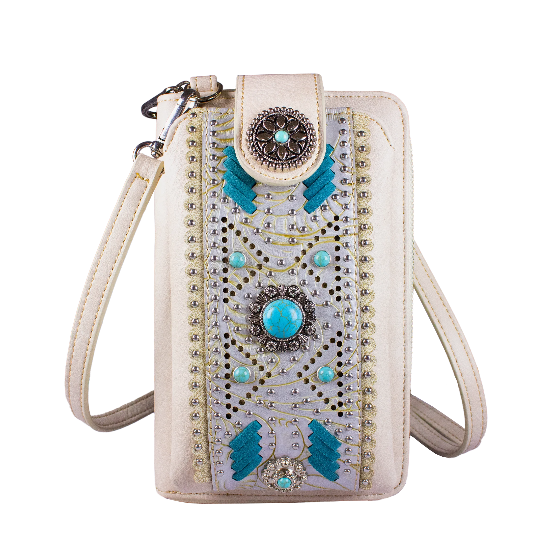 Custom Small Crossbody Cell Phone Tooled Leather Women Purses Western Cell Phone Wallet Bags with Coin Pocket