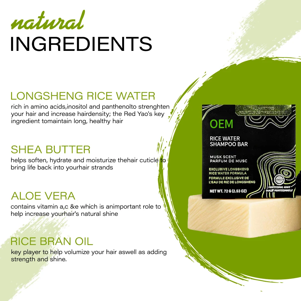 Scalp Care Anti Hair Loss Products Treatment For Bald Hair Rice Water Lightening Shampoo Bar