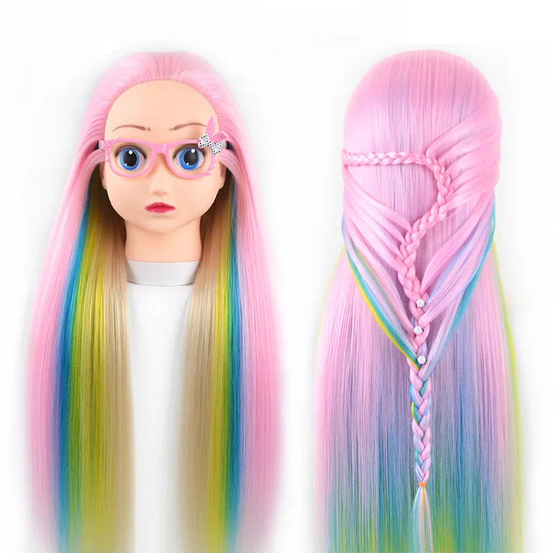 Salon Styling hair head training Cosmetology Doll Head Synthetic Fiber Hair Hairdressing Training Model Hair mannequin head