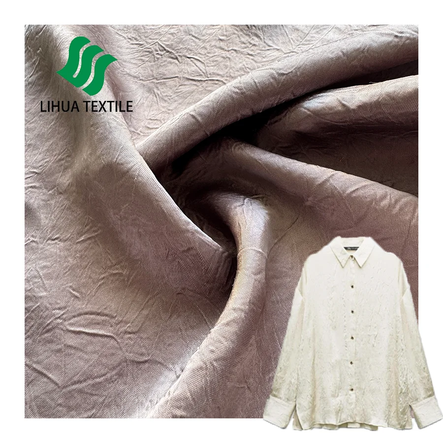 Hand-grabbing wrinkles 100%P soft drapey cool crepe pants shirt dress evening gift clothing fabrics