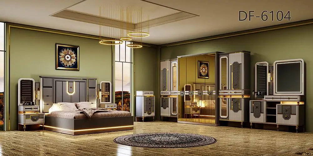 Modern Queen MDF Bedroom Sets Furniture Leather Headband  Full Bedroom Sets  Wooden Contemporary King Size Wood Full Luxury Bed