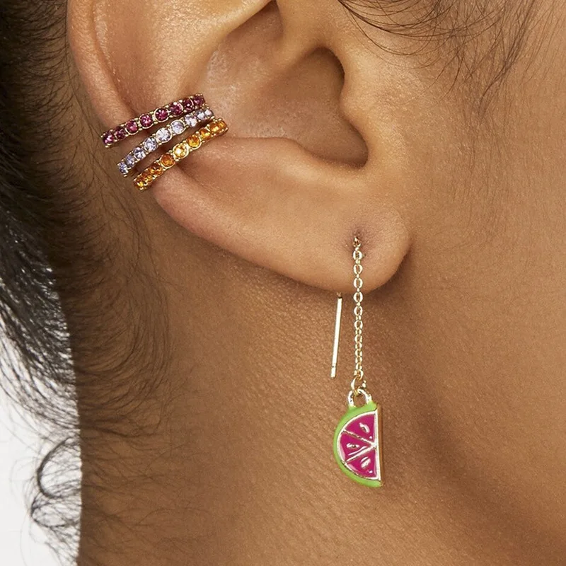 CLARMER Wholesale custom new fashion hot selling jewelry multi-color luxury 6 pcs set rhinestone cuff earrings for women