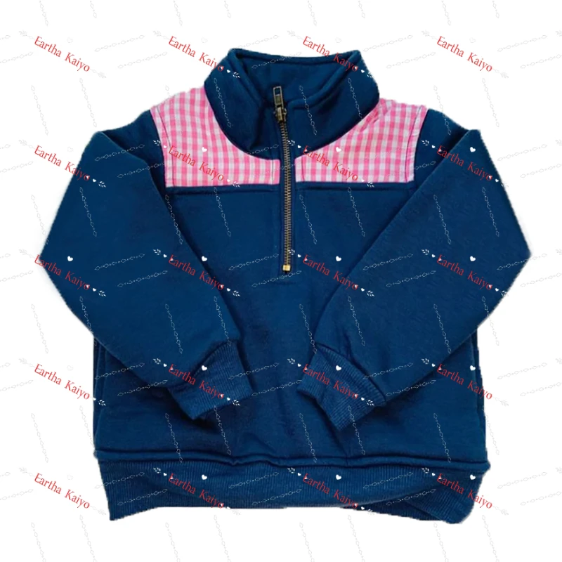 high quality cotton fleece winter quarter zip hoodies crew neck customize pullover sweatshirt kids sweatshirt