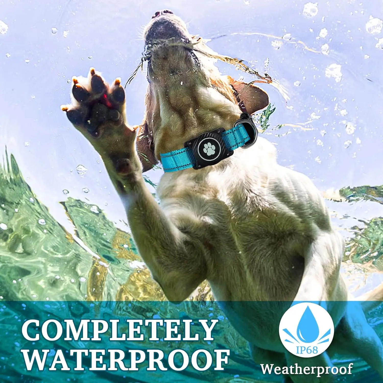 NiBao Airtag Dog Collar Waterproof Nylon  Reflective Adjustable With Soft Neoprene Dog Pet Collar