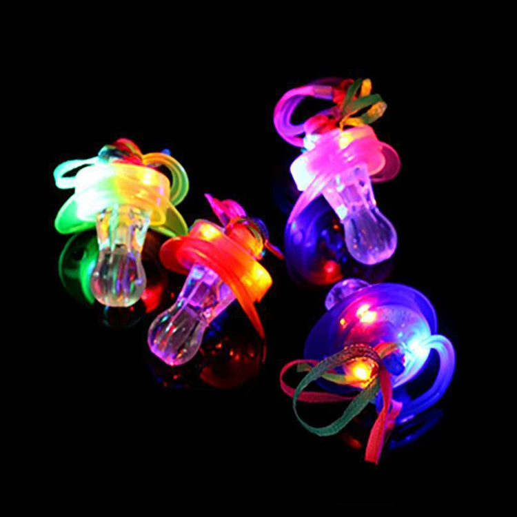 Wholesale Novelty Gifts Flashing Pacifier Toy LED Pacifier Necklace Glow Pacifier For Night Party