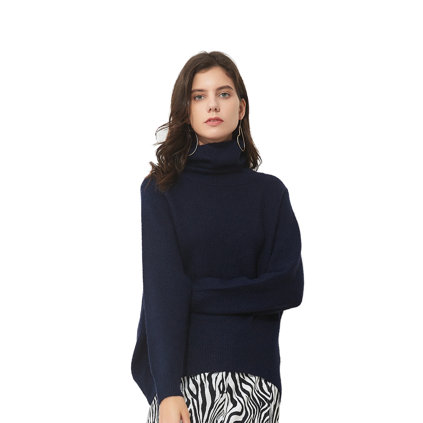 Wiseknit Manufacturer Oversize Luxury Turtleneck Women Pullover 100% Cashmere Sweater