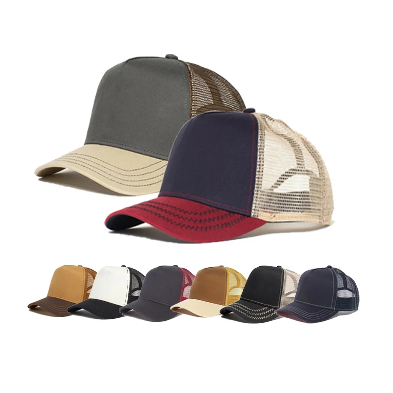Wholesale Hip Hop Blank Custom Logo 5 Panel Sport Cotton Mesh Foam Hat Womens Trucker Cap