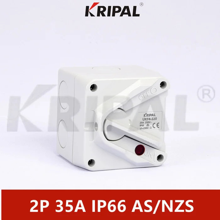 Двухполюсный поворотный мини-изолятор SAA 35A IP66 с защитой от атмосферных