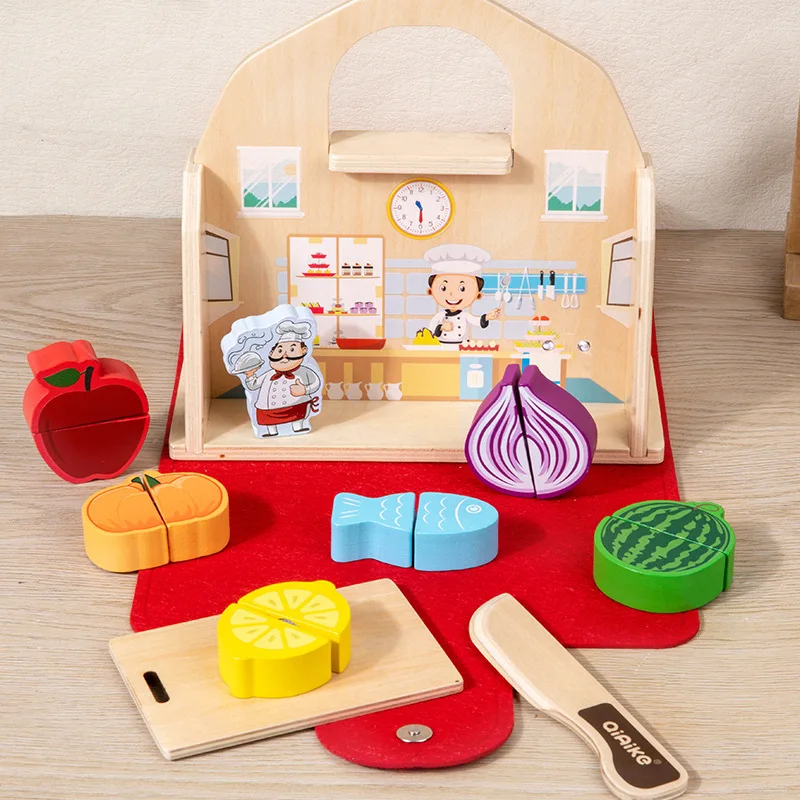 Wholesale Wooden Cutting Fruit Role Play Toy Educational Pretend Play for Kids Early Learning and Preschool Fun with Vegetables